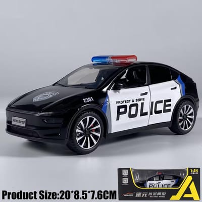 1:24 Model Y US Politie Gemodificeerde Versie Politie SUV Legering Metaal Diecast Modelauto Simulatie Voertuig Huis Trendy Ornament Cadeau