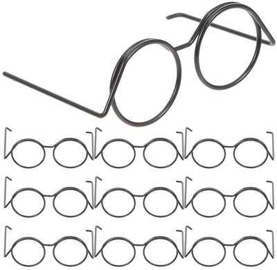Dailygoods- Poppenbril 10 Stuks - Decoratieve Monturen - Mini-Bril voor Poppen - Zonnebril - Metalen Bril - Afmetingen 5,70 x 4,80 x 2,20 cm - Poppenaccessoire
