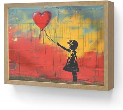Wandlamp 40x30 cm - Oplaadbaar - Banksy Style - Kleurrijk - Graffiti - Meisje - Street art - Wandlampen binnen woonkamer - Slaapkamer lamp - Decoratieve nachtlamp - Vloerlamp draadloos