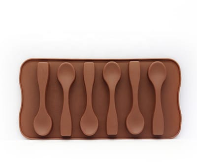 Go Go Gadget - Siliconen lepel vorm - 6 Chocolade lepels - Toetjes - Keuken accessoire - 1 stuk - Bruin