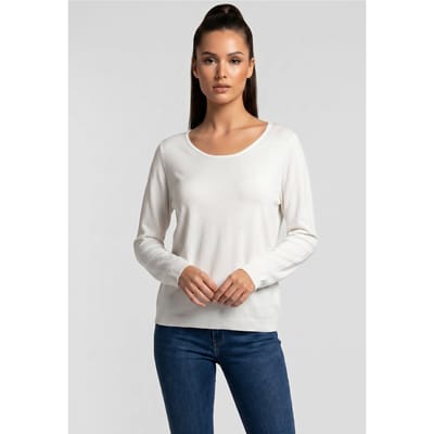 Rich & Royal Boat Neck Seamless Pearl White Maat: XS | Longsleeves Outlet | Dames | Wit