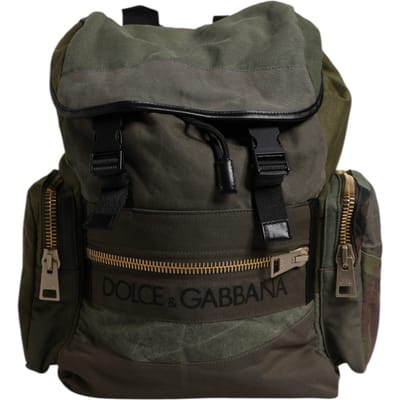Militair Groene Patchwork Schoolrugzak