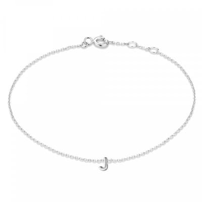 New Bling 9NB-909J Zilveren letterarmband - Letter J - lengte 16,5+1+1cm - gerhodineerd