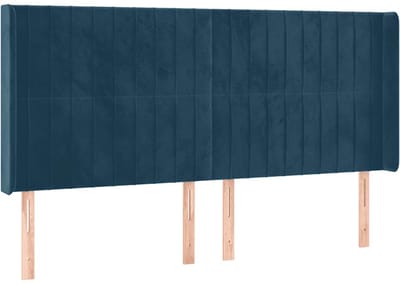 vidaXL - Hoofdbord - met - randen - 183x16x118/128 - cm - fluweel - donkerblauw