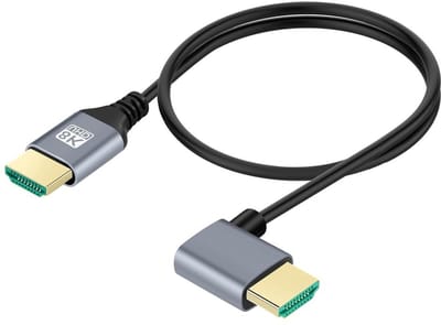 Ultra Dun HDMI 2.1 Kabel 8K 4K - Flexibele 90 Graden Type A Verbinding voor Computer en HDTV, 50cm Lengte