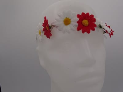 Bloemen hoofdbandje rood wit/Brabant