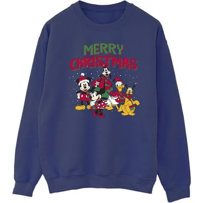 Disney Heren Mickey Mouse Vrolijk Kerstfeest Figuren Sweatshirt (Marineblauw)