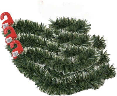 Kerstslingers - 3x stuks - glitter groen - folie lametta - 180 x 12 cm - extra brede slinger/kerstboom versiering