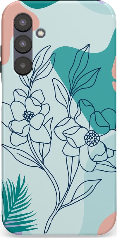 Casetastic Hoesje Geschikt voor Samsung A25 - Stijlvolle Beschermende Duo-layer Case - Zeegroen Bloemenfestijn