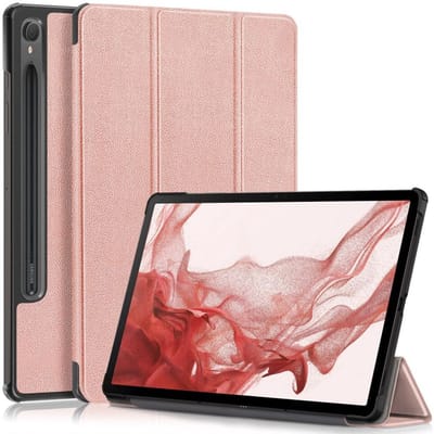Tablet Hoes geschikt voor de Samsung Galaxy Tab S9 | Book Case met Standaard | Kunstlederen Beschermhoes | Tri-fold | Roze Goud