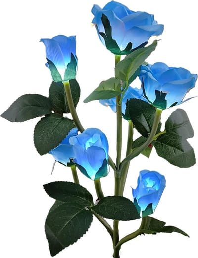 ZVD Rozen Solar Tuinlamp - Automatisch Oplaadbare Waterdichte Solar Lamp - LED Buitenlamp - Geschikt voor Terrassen, Tuinaanleg, Bloempotten, Looppaden - Blauw