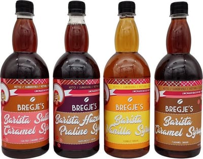 Afvallen met Bregje | Mix Caloriearme Barista Syrup | Voordeelpakket | 4 x 1l