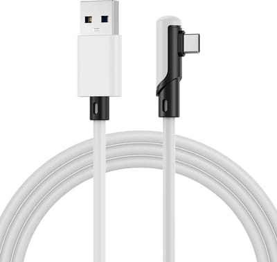 VR Link Kabel USB naar USB-C voor Meta Quest 3S / 3 / 2 / Pro, Pico 4 Ultra / 4 en PC / Steam VR door MMOBIEL - 90 Graden Type-C Kabel voor VR Headset Gaming - 3m USB Oplaadkabel – Wit