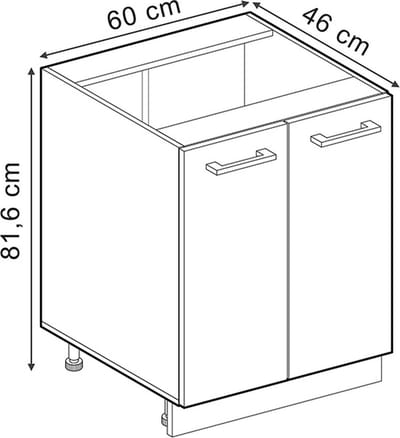 Vicco R-Line Universele onderkast – 60 cm met deuren, met werkblad Bordeauxrode hoogglans