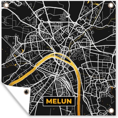 Tuin poster Melun - Plattegrond - Frankrijk - Kaart - Stadskaart - 200x200 cm - Tuindoek