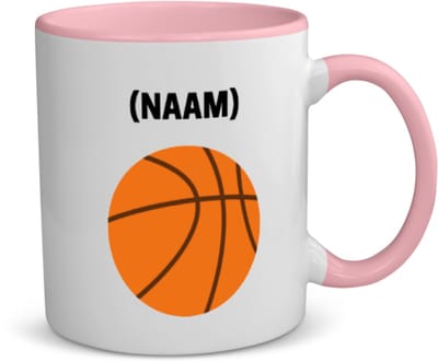 Akyol - basketbal met eigen naam koffiemok - theemok - roze - Basketbal - basketballer - sport - 350 ML inhoud