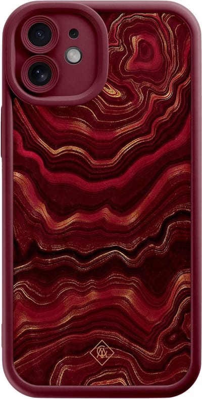 Casimoda® hoesje - Geschikt voor iPhone 12 - Agate Rood - Effen telefoonhoesje met lensbescherming - TPU - Backcover - Rood
