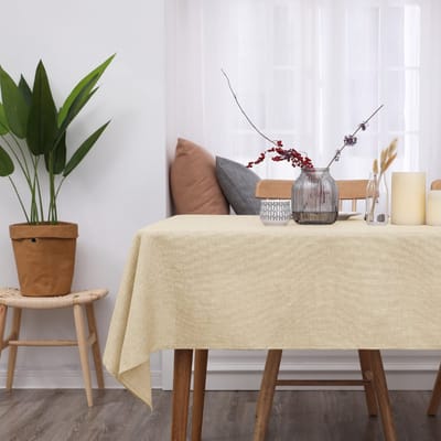 Allecto - Tafelkleed linnenlook - Waterafstotend - Crème - Lotuseffect - Onderhoudsvriendelijk - Geschikt voor elke tafel