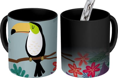 Magische Mok - Foto op Warmte Mokken - Koffiemok - Toekan - Planten - Bloemen - Kinderen - Dieren - Kids - Magic Mok - Beker - 350 ML - Theemok