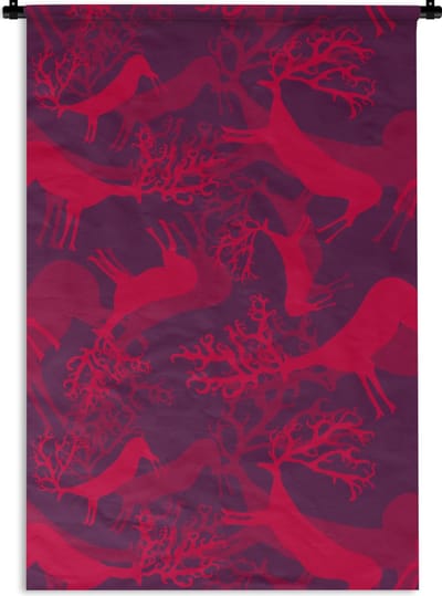 Wandkleed - Wanddoek - Hert - Patroon - Kleuren - 60x90 cm - Wandtapijt