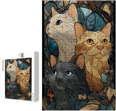 Houten Puzzel - 3000 Stukjes - Ontspanning Thuis - Lindehout Kwaliteit - 111 x 87 cm - Abstract Kat