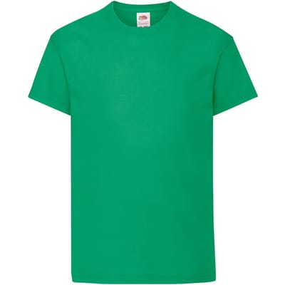 Fruit of the Loom T-shirt Kinderen maat 104 (3-4) 100% Katoen 5 stuks (Kelly Green)