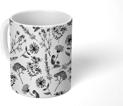 Mok - Koffiemok - Bloemen - Kruiden - Vintage - Patronen - Mokken - 350 ML - Beker - Koffiemokken - Theemok