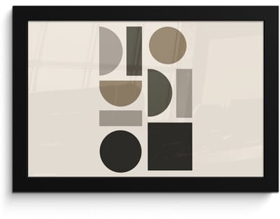 Poster in lijst - Fotolijst 30x20 cm - Posters - Natuurlijke tinten - Grafisch - Verticale compositie - Posterlijst zwart - Decoratie - Wanddecoratie woonkamer - Muurdecoratie slaapkamer