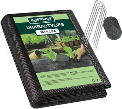 Onkruiddoek Extra Sterk - Gronddoek Vochtdoorlatend - Tuin Onderhoud - 100g/m² Dichtheid - 2x10 Meter - Zwart