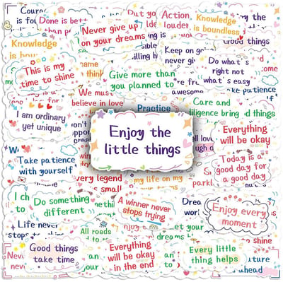 Dailygoods- Stickerboek 100 Inspirerende Stickers - Creatieve Stickers - Zelfklevend - Meerdere Maten - Herbruikbaar - Kleurige Ontwerpen - Decoratiestickers