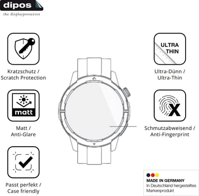dipos – 6x Matte Beschermfolie geschikt voor Beafon Smartwatch 601 | Krasbestendige & antireflecterende Screenprotector Ultra-Thin