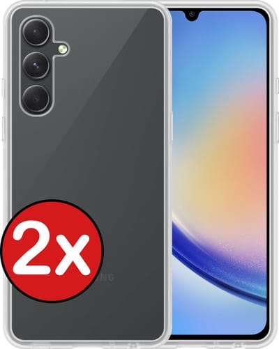 Hoesje - 2 Stuks - Geschikt voor Samsung Galaxy A34 - Sterk & Shockproof - Telefoonhoes - Back Cover - Case Siliconen - Telefoon Hoes - Transparant