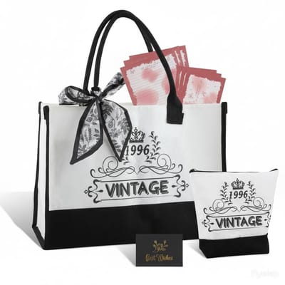 Dailygoods- Tote Tas Hoogwaardige Cadeauset - Draagtas met 1996-reliëf - Make-uptas - Stijlvol & Praktisch - Perfect voor 30e Verjaardag