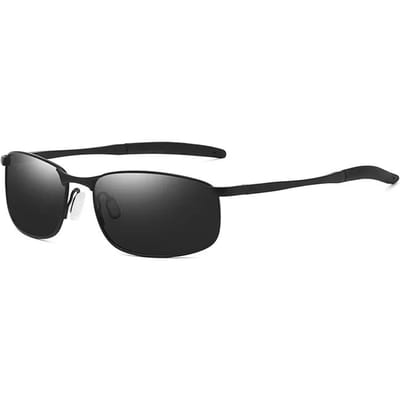 Lunettes de soleil polarisées élégantes en métal Style vintage Lunettes changeant de couleur éblouissantes Lunettes de soleil coupe-vent pour la conduite et l'équitation Lunettes de soleil pour hommes As shown black