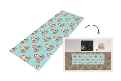 Keukenloper - Loper keuken - Patronen - Uil - Kerst - 150x50 cm - Keukenloper vinyl