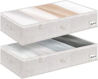 SnelShoppen - Opbergcontainers onderbed 15 cm hoog, opbergzakken met ritssluiting, opvouwbare kledingopbergzakken met doorzichtig venster, 2 stuks voo