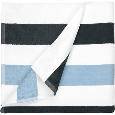 The One Towelling Strandlaken Gestreept - 90 x 190 cm - Badlaken - Handdoek - 100% zacht katoen - Antraciet/Lichtblauw