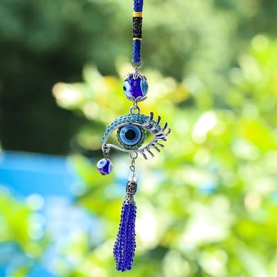 1 Stuk Blauwe Betoverende Oog Kwastje Auto Hanger met Lange Wimpers, Duivels Oog Auto Interieur Decoratie, Modieus Tas Accessoire