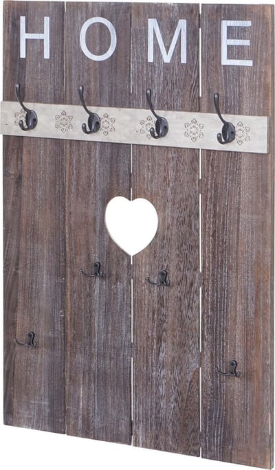 Wandgarderobe MCW-C89 Home, garderobe paneel garderobe, shabby look vintage, 8 haken 91x60cm ~ bruin, shabby