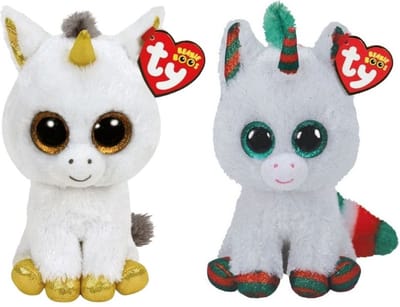 Ty - Knuffel - Beanie Boo's - Pegasus Unicorn & Christmas Unicorn