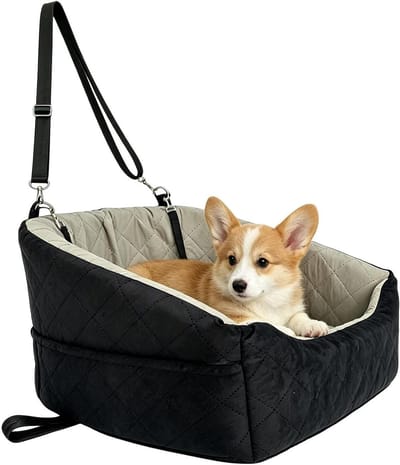 Huisdier Autostoel - Verhoger Auto - Veilig Reizen - Waterdicht Met Riem - 33 x 30 x 5 cm - Zwart