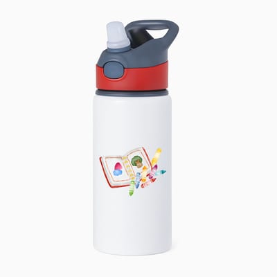 Hacebo® - Tekenen waterfles met rietje rood - Kunst - Tekenaars - Knutselen - krijtjes - kleuren - water fles - 650ML