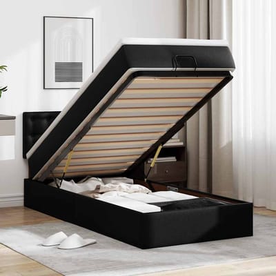vidaXL - Ottoman - bed - met - matrassen - en - LED's - 100x200cm - kunstleer - zwart