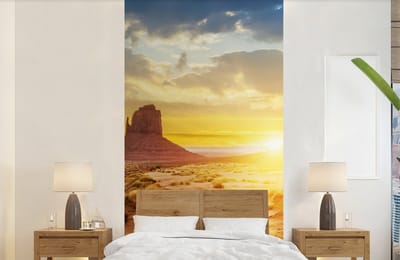 Behang - Fotobehang Zonsondergang - Rots - Landschap - Horizon - Breedte 120 cm x hoogte 240 cm