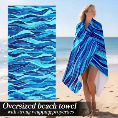Serviette de plage surdimensionnée douce de luxe extra large | Propriétés d'enveloppement solides, convient pour la piscine, la maison, cadeau de Pâques | Microfibre Po W30*H60(CM) blue