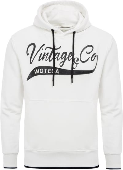 WOTEGA Heren Hoodie WT Star – Regular Fit – Katoenmix – Wit – Tunnelkoord & Kangoeroezak