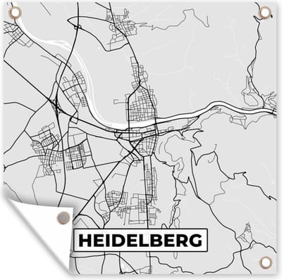 Tuin poster Plattegrond - Duitsland - Heidelberg - Kaart - Stadskaart - 200x200 cm - Tuindoek