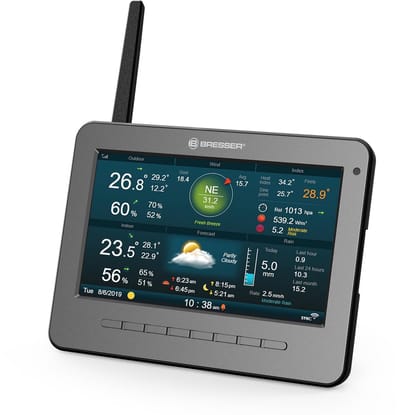 Basisstation Weerstation - Weerdisplay Alarmklok - Weersvoorspelling Binnen - 7-inch HD Scherm - 14 x 19 x 21 cm