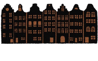 Deurmat kokos grachtenpanden 75 cm x 30,8 cm - deurmat - mat - anti slip - voor binnen en buiten - geschenk - cadeau - gift - nieuwjaar - kerst - verjaardag