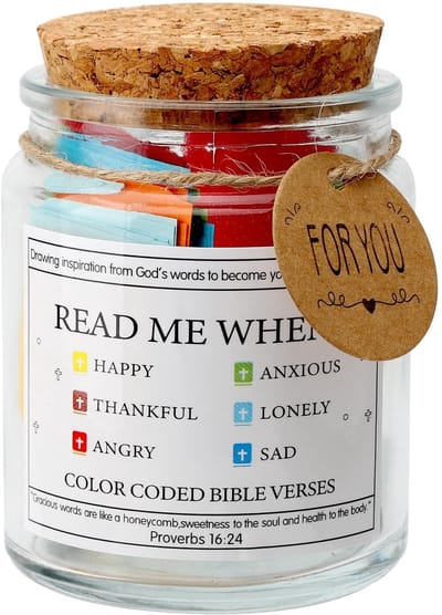Dailygoody - Bijbel Verzen in a Jar - Inspirerende Bijbelverzen - Glazen Script-pers - Christelijk Geloof Cadeau - Valentijnsdagcadeau - Upliftende Ve...